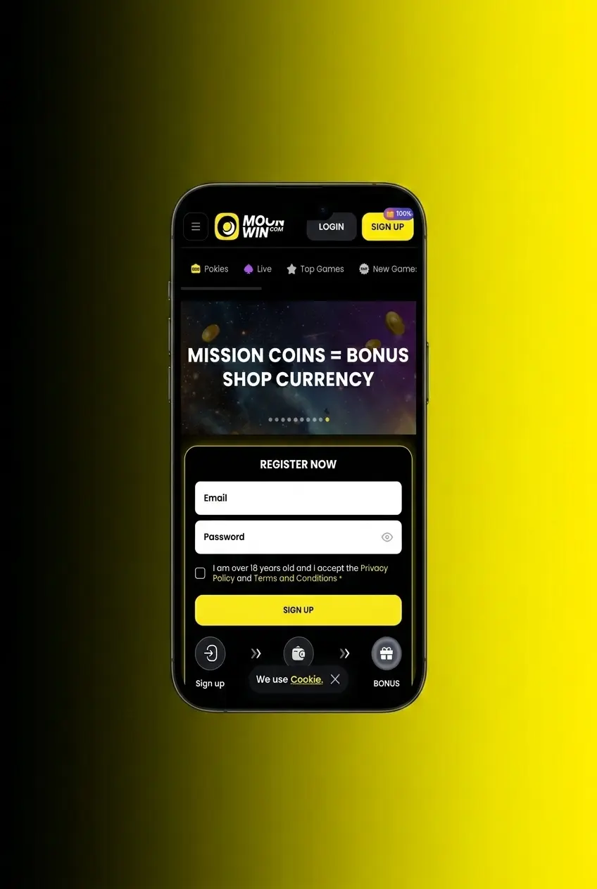 Step-by-step guide to claiming Moonwin bonuses in Australia showing registration, deposit, promo code, and activation steps