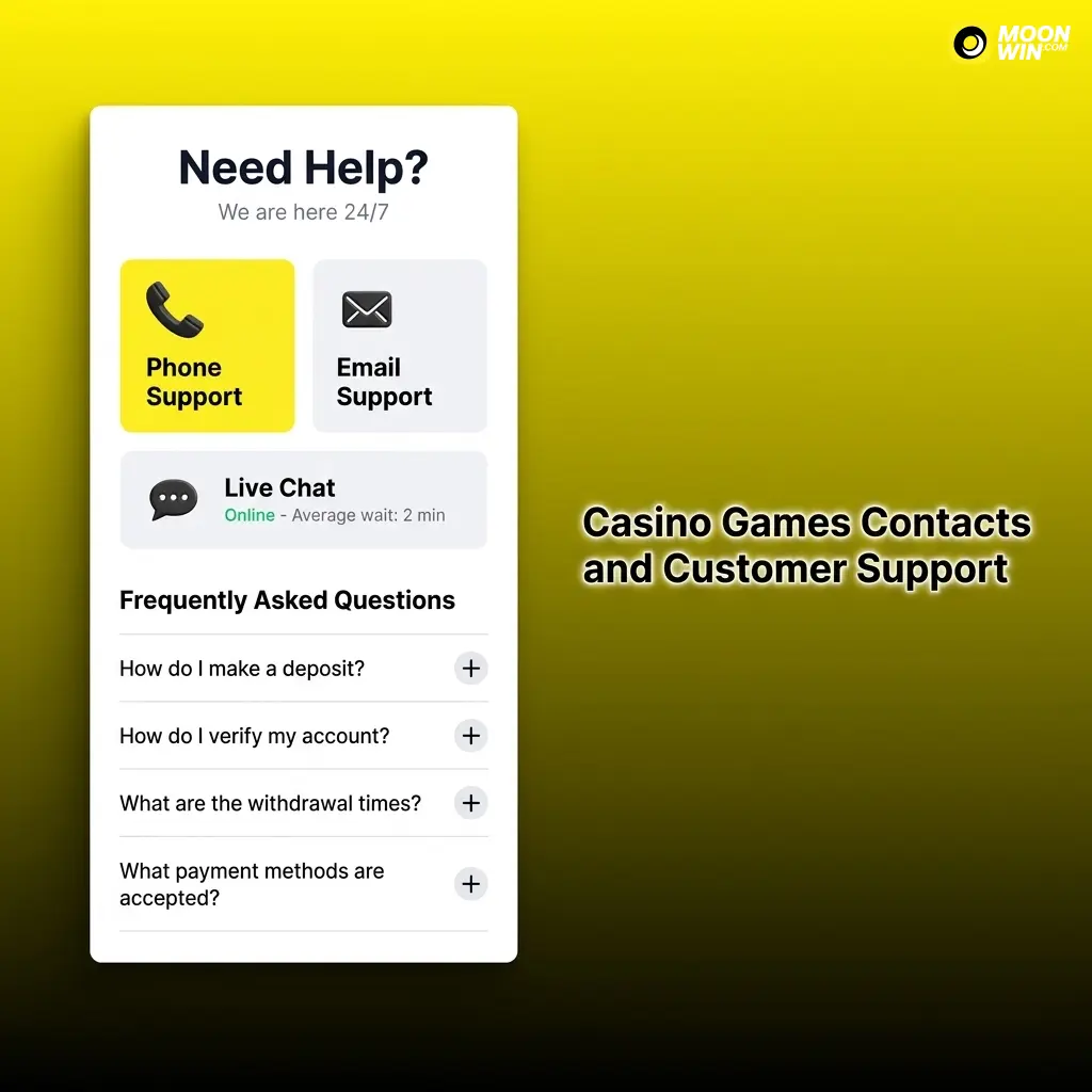 Moonwin casino customer support channels including live chat, email, and FAQ help centre for Australian players