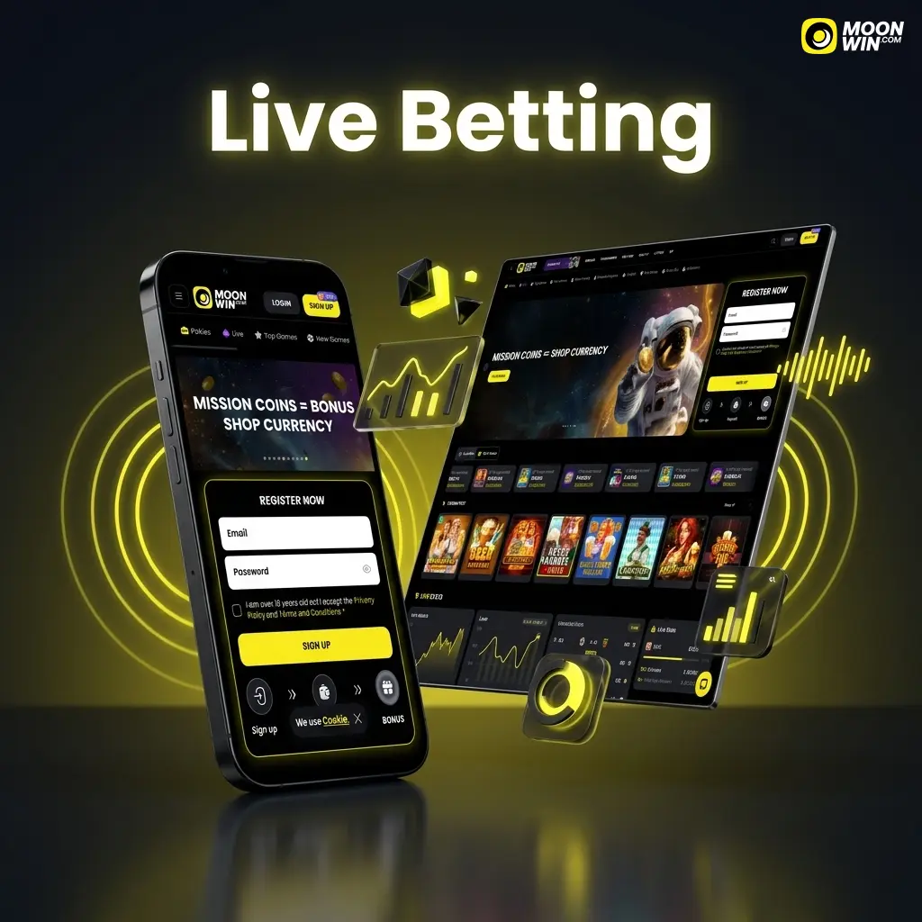 Moonwin live betting interface showing real-time odds and match tracker for Australian sports markets