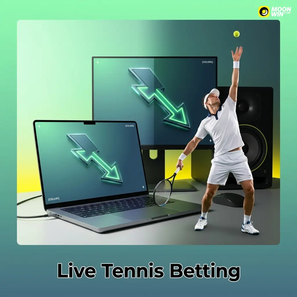 Live tennis betting interface on Moonwin showing ATP, WTA and Grand Slam match odds updating point by point