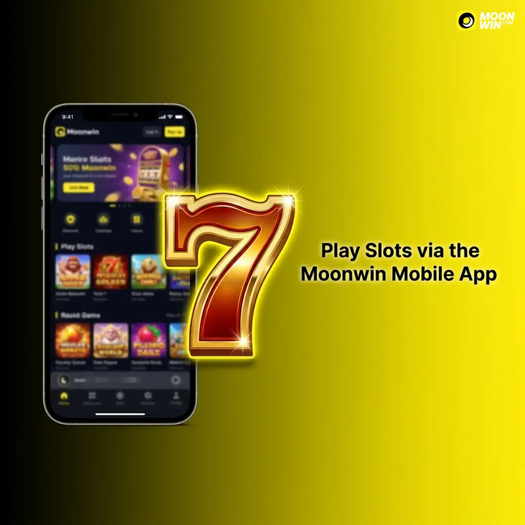 Moonwin mobile app displaying slot lobby with touch navigation on iOS and Android PWA for real-money play